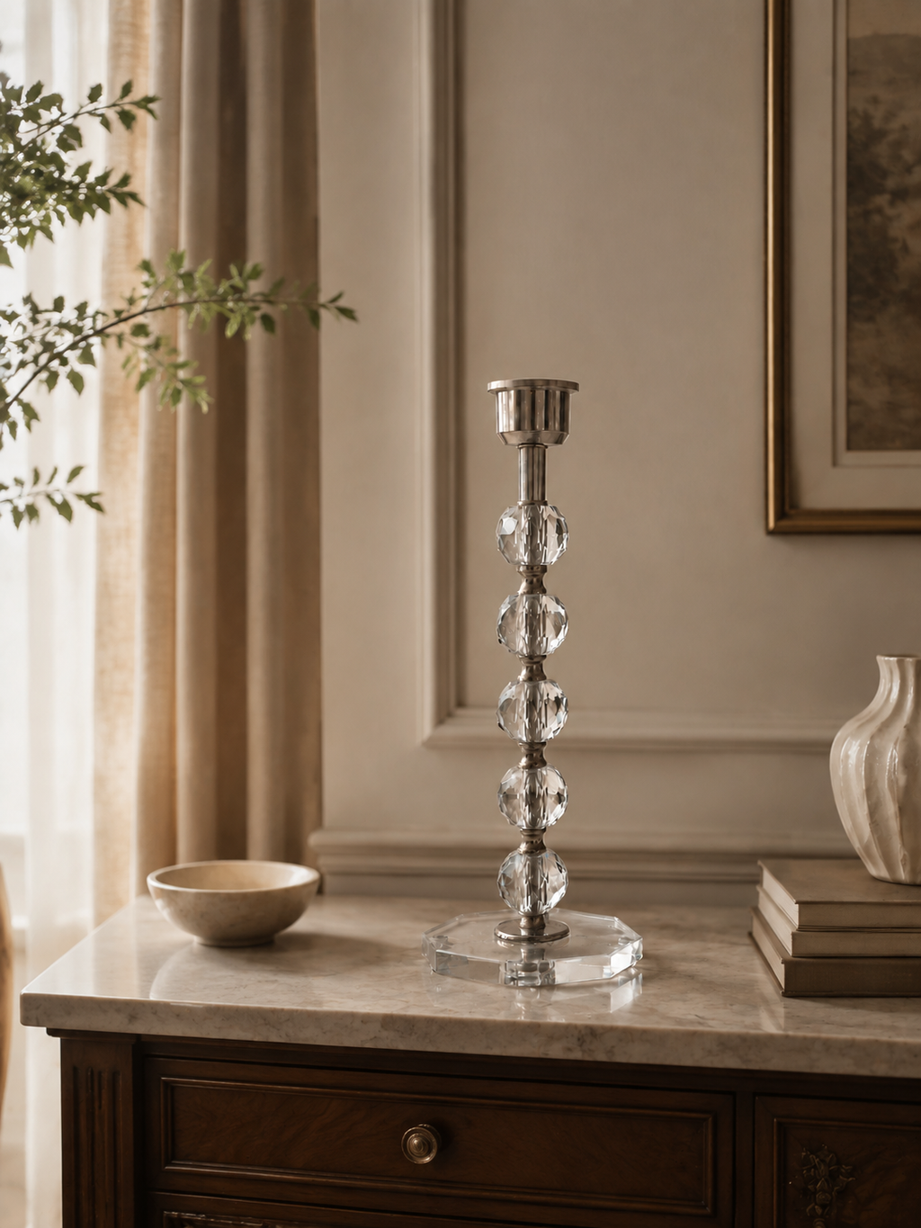 Vintage Crystal Table Lamp with Stacked Spheres – product image 2