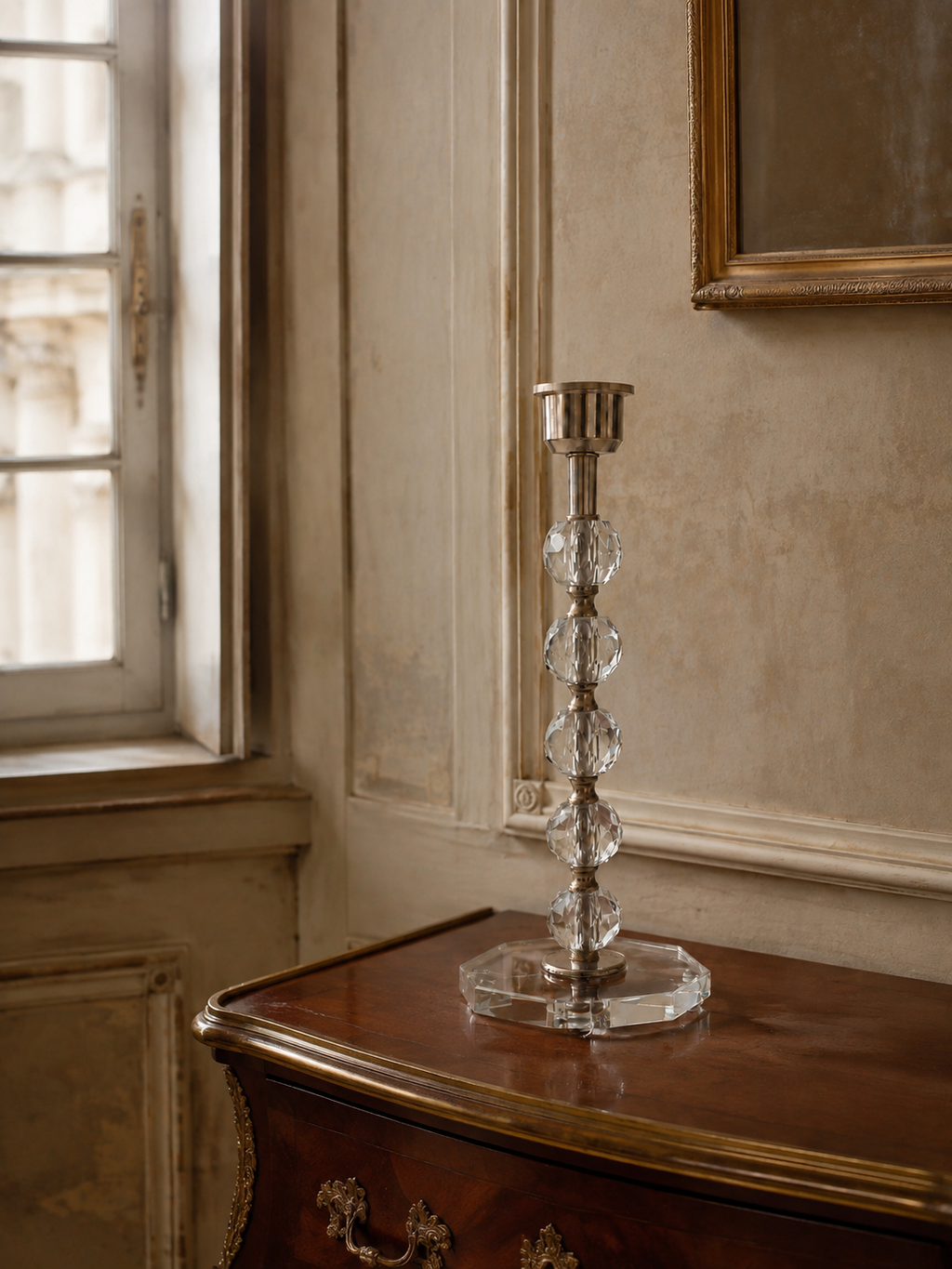 Vintage Crystal Table Lamp with Stacked Spheres – product image 3