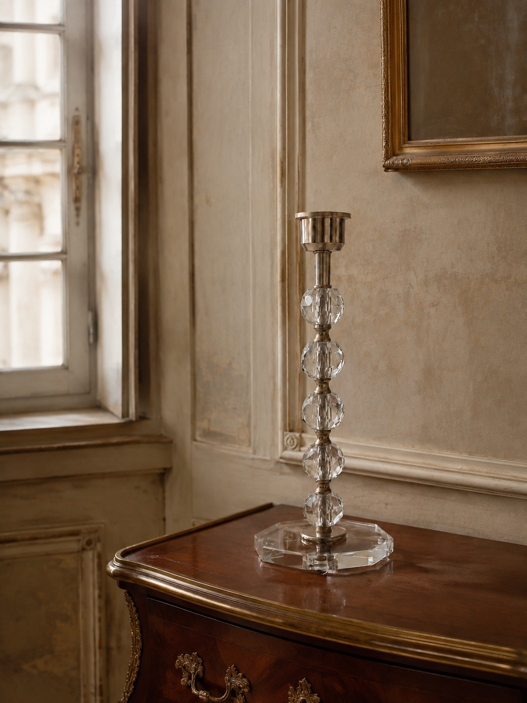 Vintage Crystal Table Lamp with Stacked Spheres – product image 3