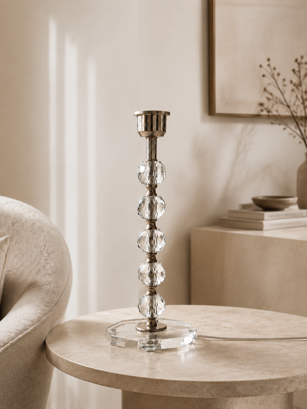 Vintage Crystal Table Lamp with Stacked Spheres – product image 4