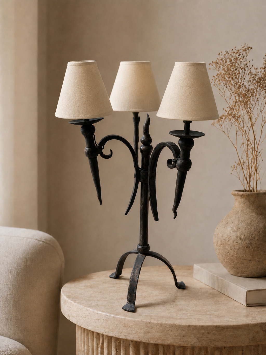 Three-Light Wrought-Iron Lamp – product image 1