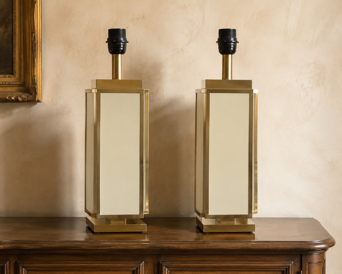 Pair of Geometric Polished-Metal Lamps in the Style of Romeo Rega – product image 1