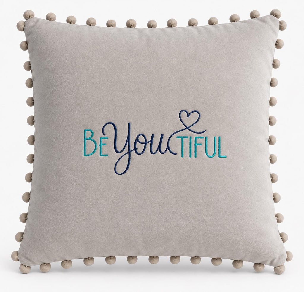 BEYOUTIFUL embroidered microfibre cushion image 1