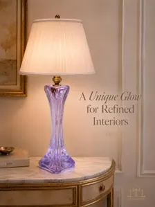 Cristal de Sèvres neodymium table lamp styled with a cream shade; shade not included
