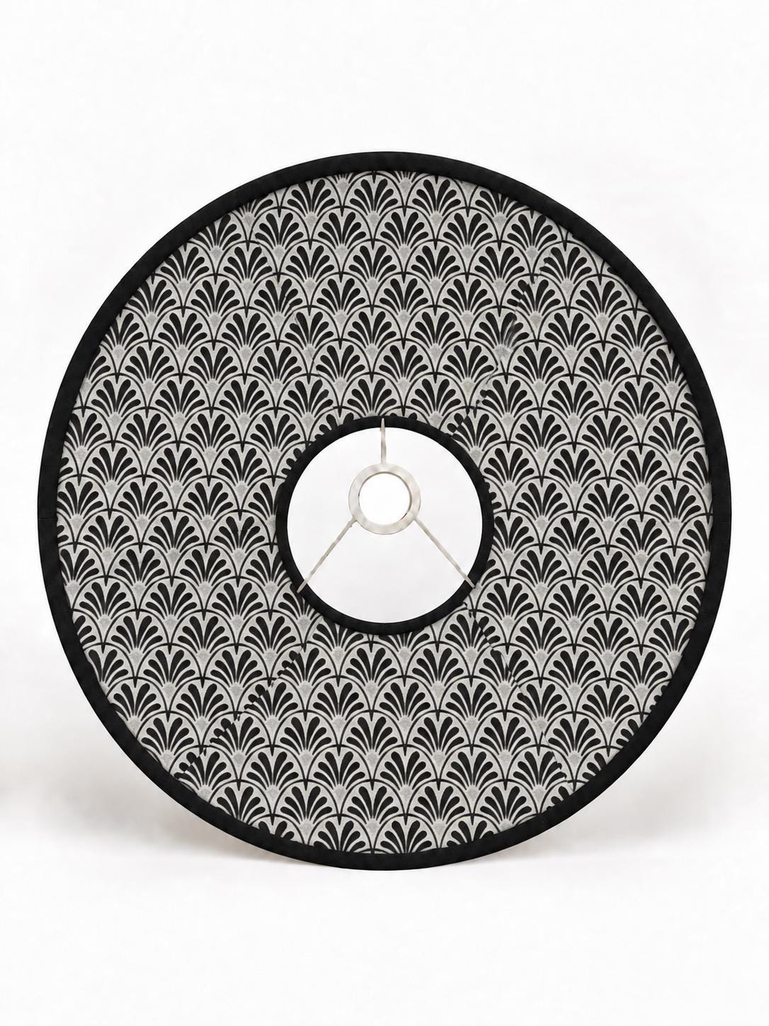 Double-Sided Black Alcantara & Japanese-Patterned Cotton Lampshade | 3 Shapes | Handmade in Italy