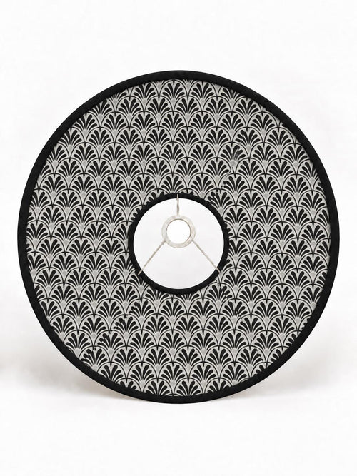 Double-Sided Black Alcantara & Japanese-Patterned Cotton Lampshade | 3 Shapes | Handmade in Italy