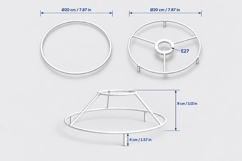 Circular Lampshade Ring Set with Feet | 15 or 20 cm | Made in Italy