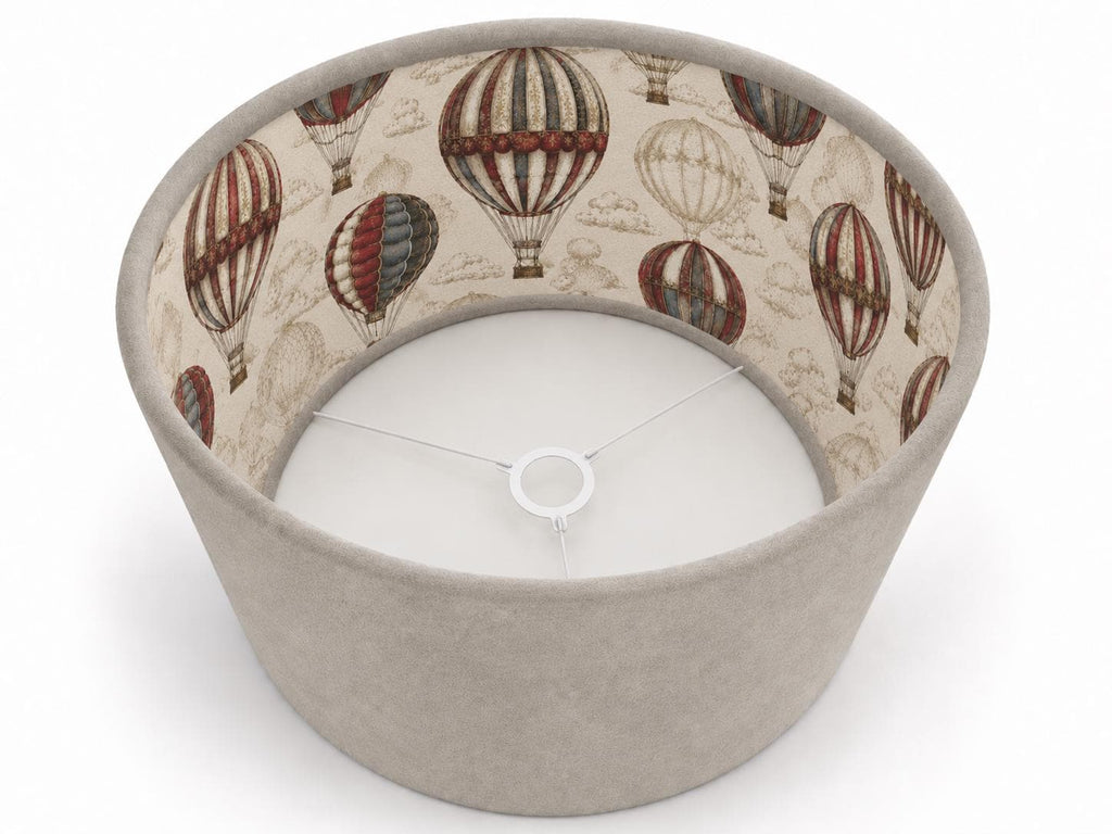 Double-Sided Taupe Alcantara & Hot-Air Balloon Linen-Blend Lampshade | 3 Shapes | Handmade in Italy