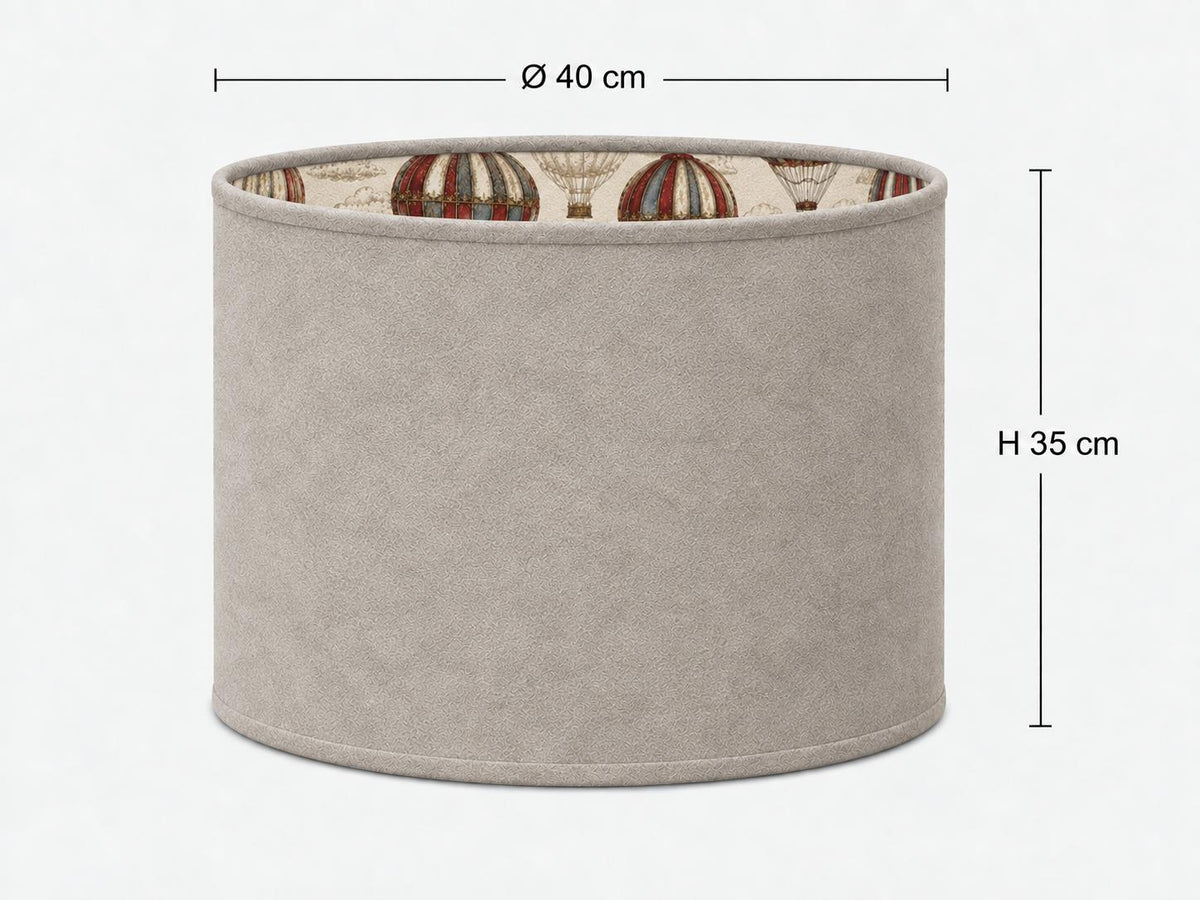 Double-Sided Taupe Alcantara & Hot-Air Balloon Linen-Blend Lampshade | 3 Shapes | Handmade in Italy