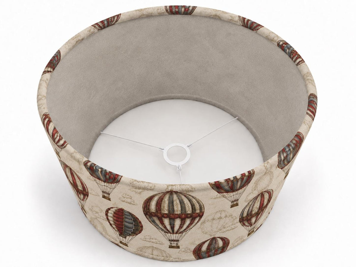 Double-Sided Taupe Alcantara & Hot-Air Balloon Linen-Blend Lampshade | 3 Shapes | Handmade in Italy