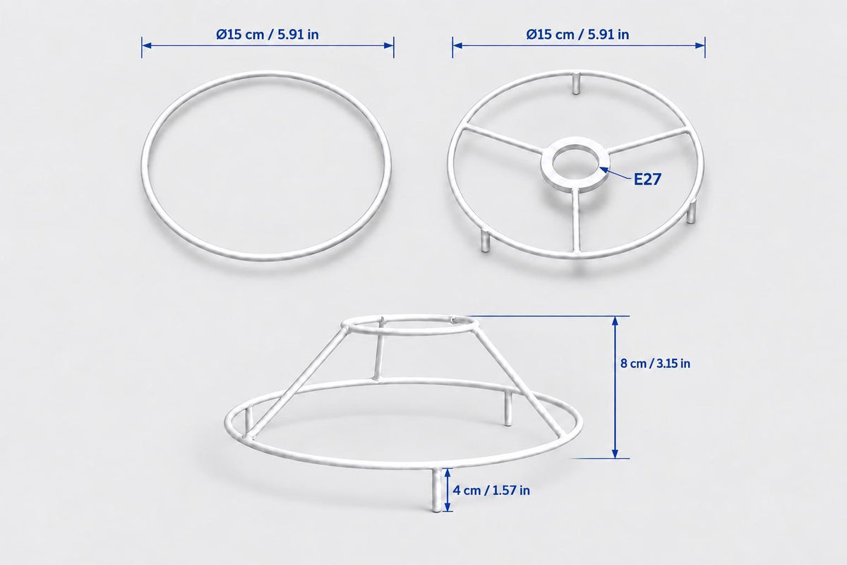 Circular Lampshade Ring Set with Feet | 15 or 20 cm | Made in Italy