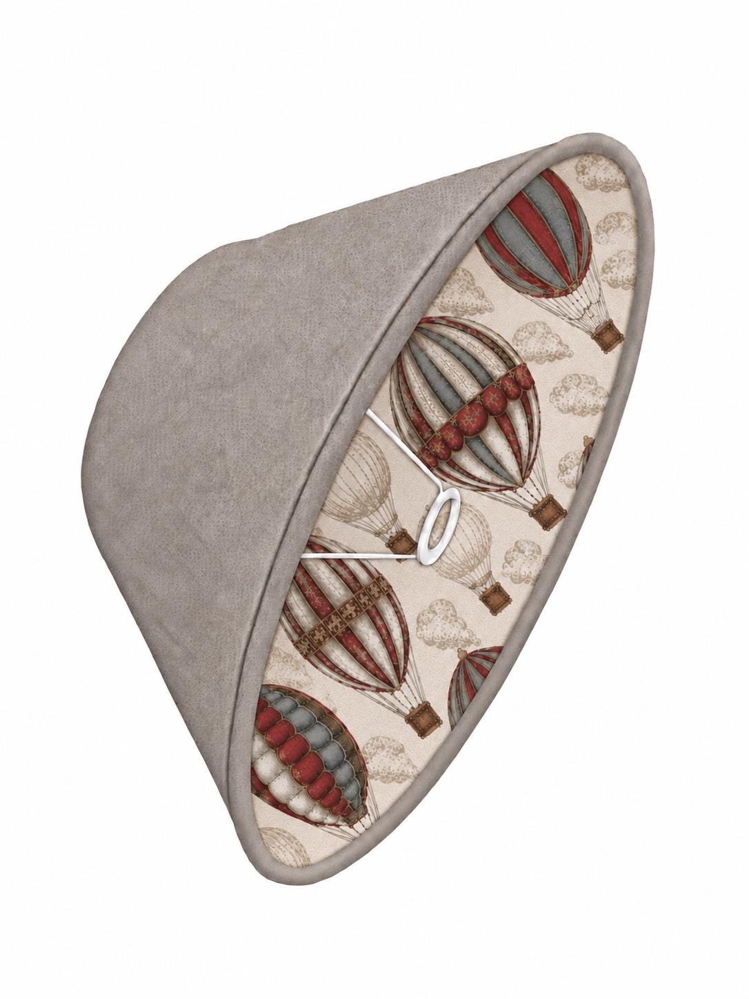 Double-Sided Taupe Alcantara & Hot-Air Balloon Linen-Blend Lampshade | 3 Shapes | Handmade in Italy