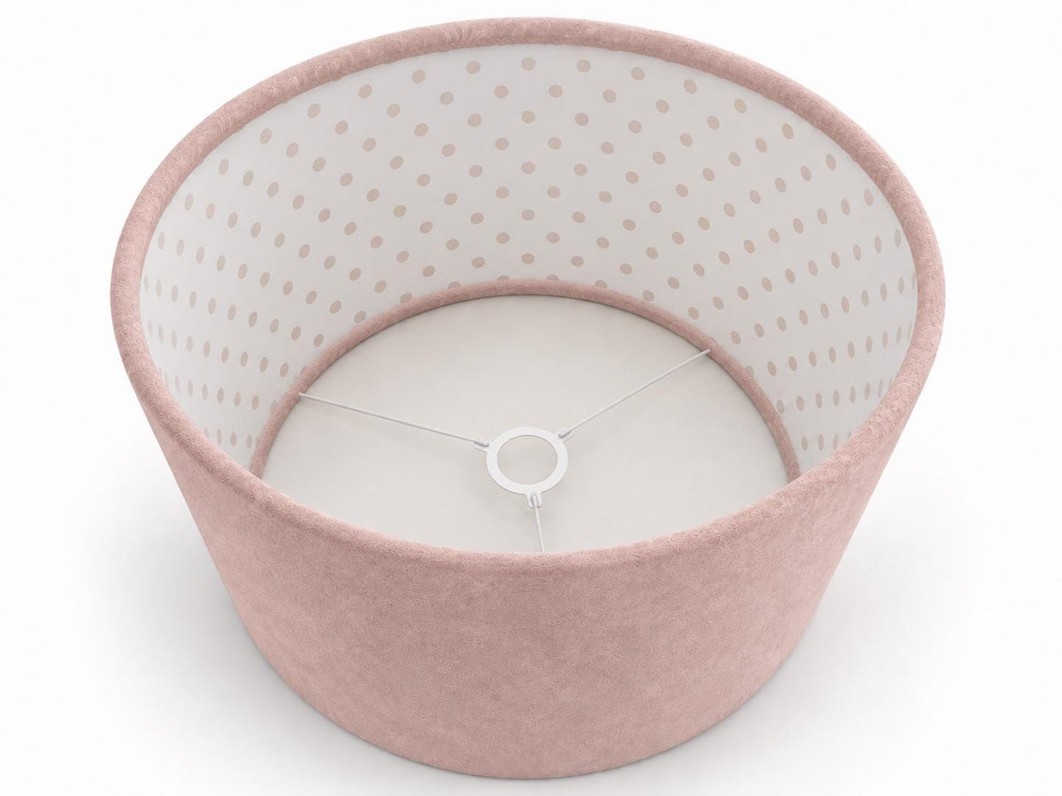 Double-Sided Pink Alcantara & Polka-Dot Cotton Lampshade | 3 Shapes | Handmade in Italy