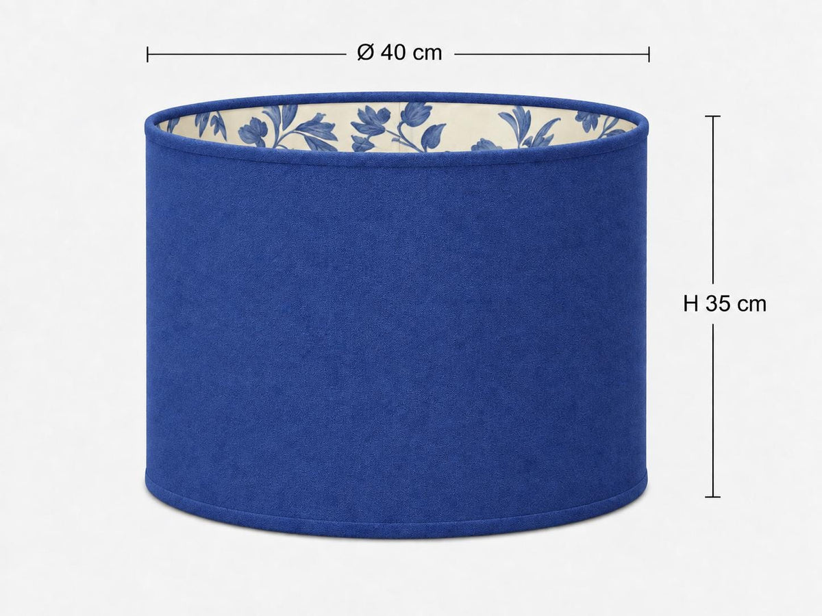 Double-Sided Blue Linen & Vintage French Floral Lampshade | Romanex de Boussac Fabric | 3 Shapes | Handmade in Italy