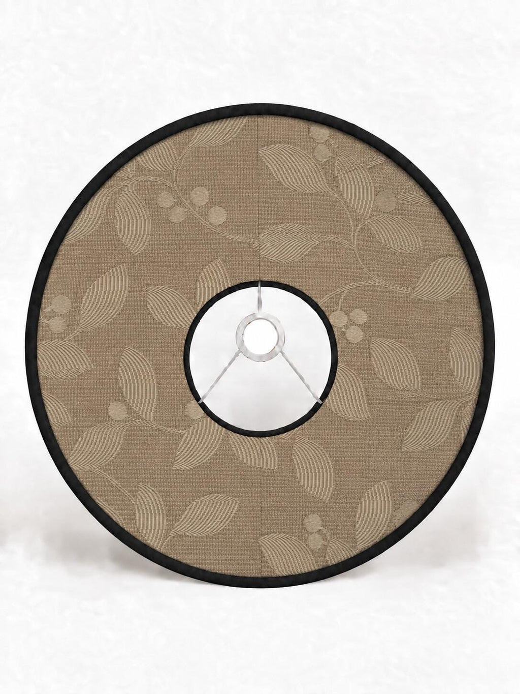 Double-Sided Leaf Pattern Lampshade | Dark Brown Microfibre or Tone-on-Tone Furnishing Fabric | 2 Shapes | Handmade in Italy