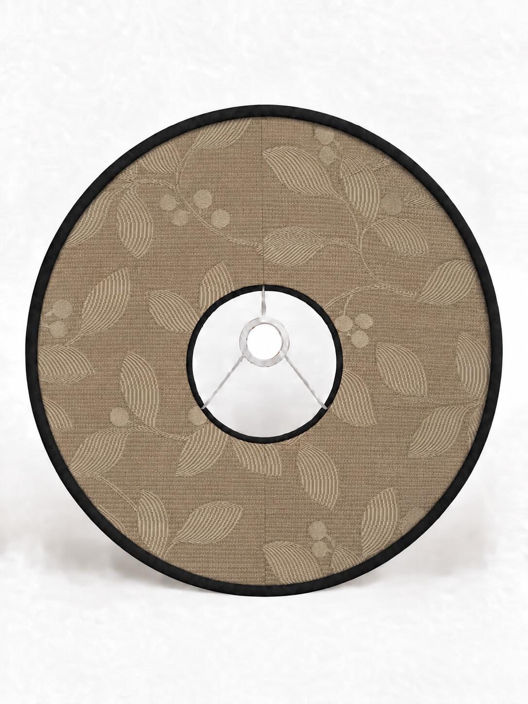 Double-Sided Leaf Pattern Lampshade | Dark Brown Microfibre or Tone-on-Tone Furnishing Fabric | 2 Shapes | Handmade in Italy