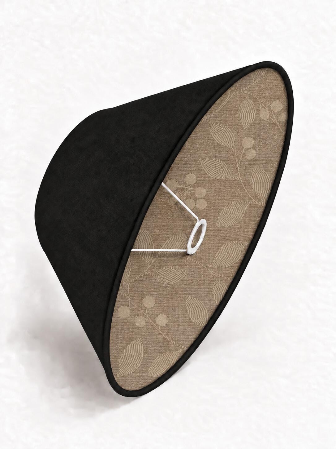 Double-Sided Leaf Pattern Lampshade | Dark Brown Microfibre or Tone-on-Tone Furnishing Fabric | 2 Shapes | Handmade in Italy