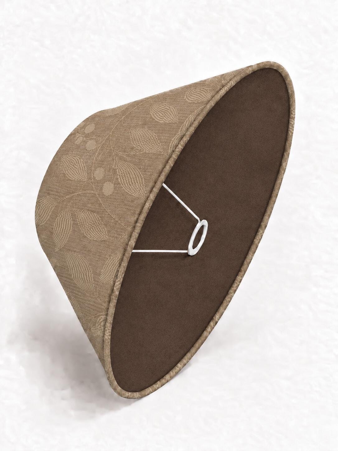 Double-Sided Leaf Pattern Lampshade | Dark Brown Microfibre or Tone-on-Tone Furnishing Fabric | 2 Shapes | Handmade in Italy