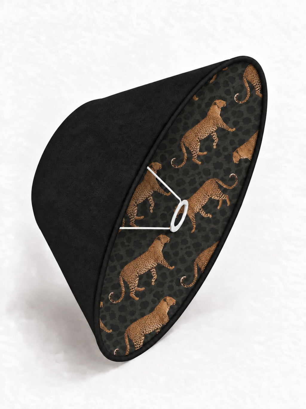Double-Sided Leopard Lampshade | Dark Brown Microfibre or Leopard Print Fabric | 2 Shapes | Handmade in Italy