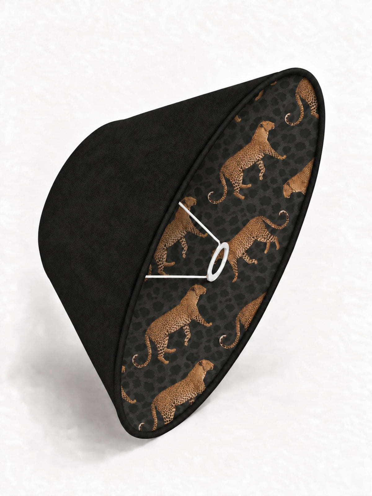 Double-Sided Leopard Lampshade | Dark Brown Microfibre or Leopard Print Fabric | 2 Shapes | Handmade in Italy