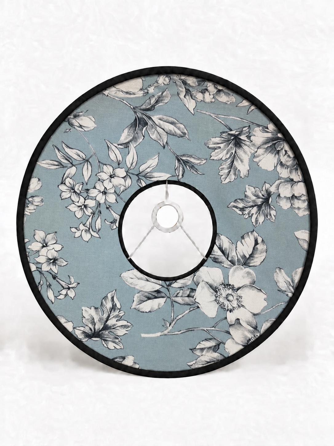 Double-Sided Floral Lampshade | Black Microfibre or Floral Fabric and Taupe Microfibre | 2 Shapes | Handmade in Italy