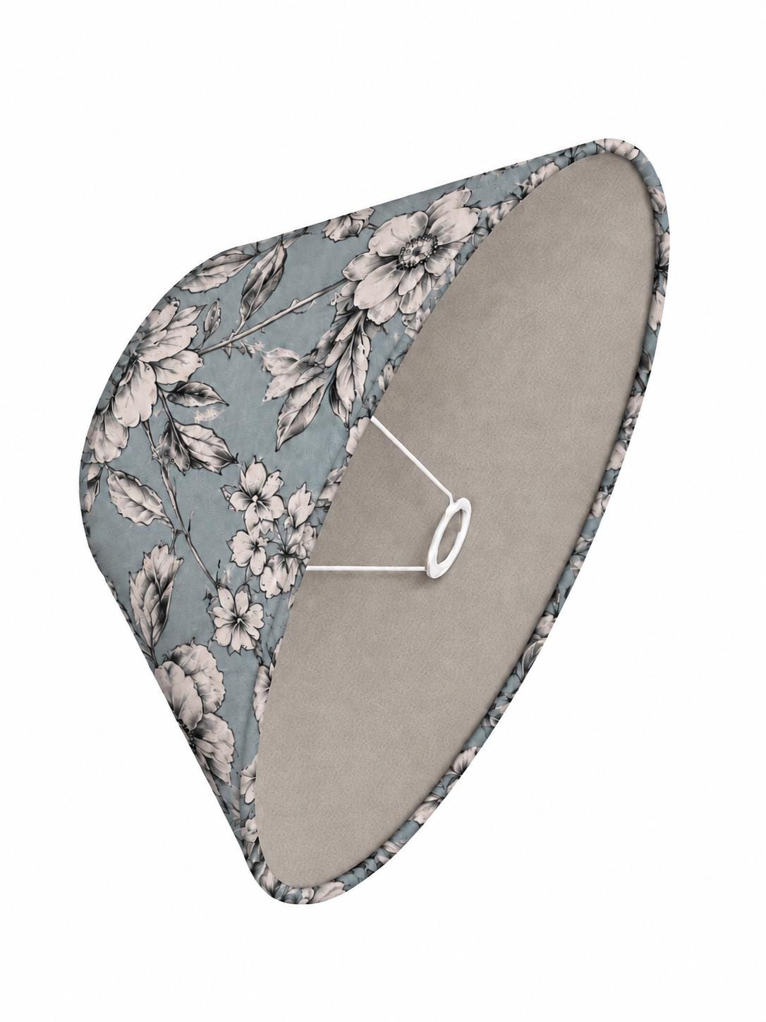 Double-Sided Floral Lampshade | Black Microfibre or Floral Fabric and Taupe Microfibre | 2 Shapes | Handmade in Italy