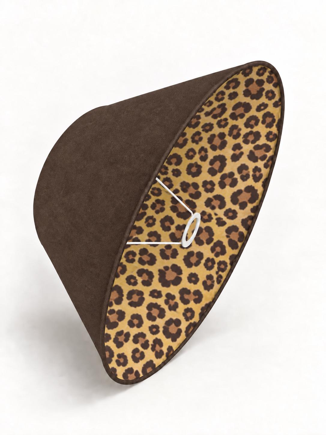 Double-Sided Suede-Effect Microfibre & Leopard Print Lampshade | 4 Colourways | 2 Tapered Shapes | Handmade in Italy
