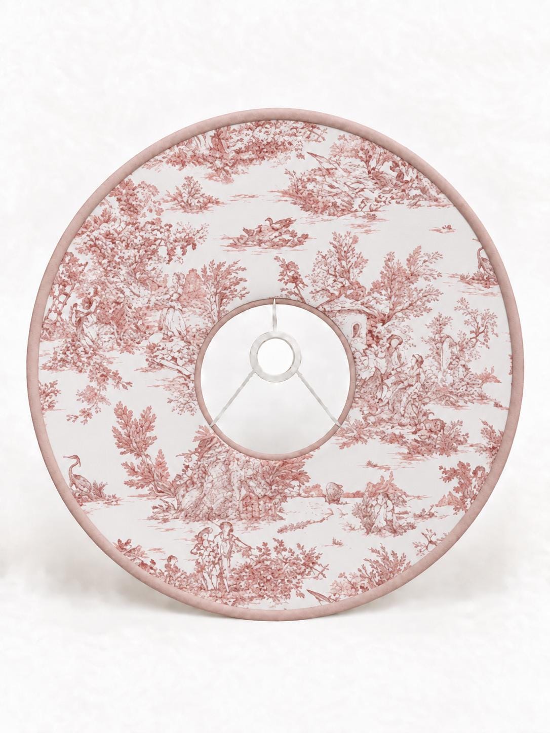 Double-Sided Suede-Effect Microfibre & Toile de Jouy Lampshade | 5 Colours | 2 Tapered Shapes | Handmade in Italy