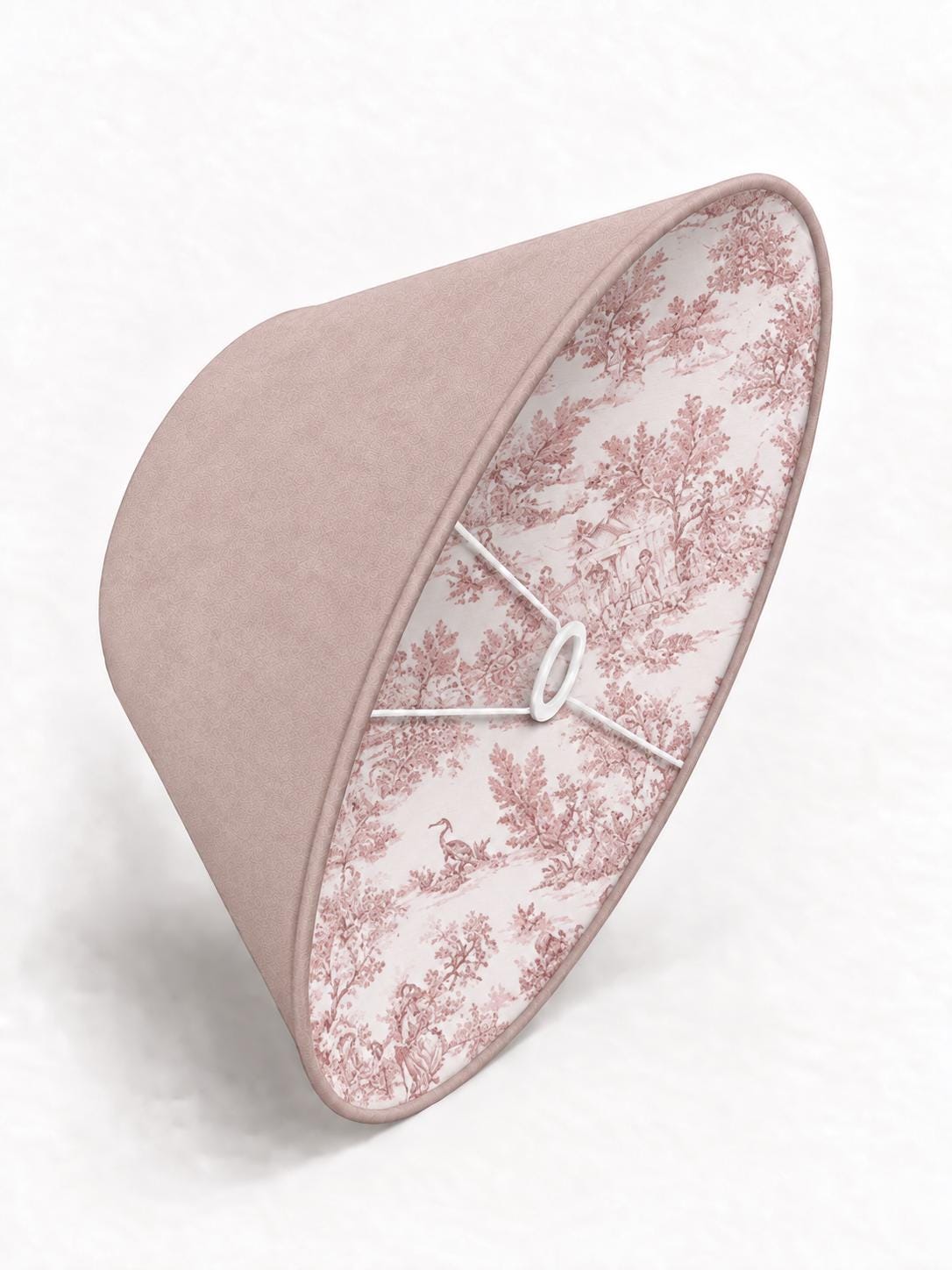 Double-Sided Suede-Effect Microfibre & Toile de Jouy Lampshade | 5 Colours | 2 Tapered Shapes | Handmade in Italy