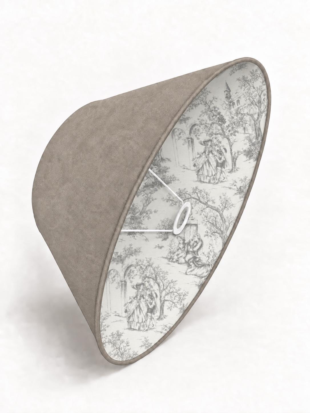 Double-Sided Suede-Effect Microfibre & Toile de Jouy Lampshade | 5 Colours | 2 Tapered Shapes | Handmade in Italy