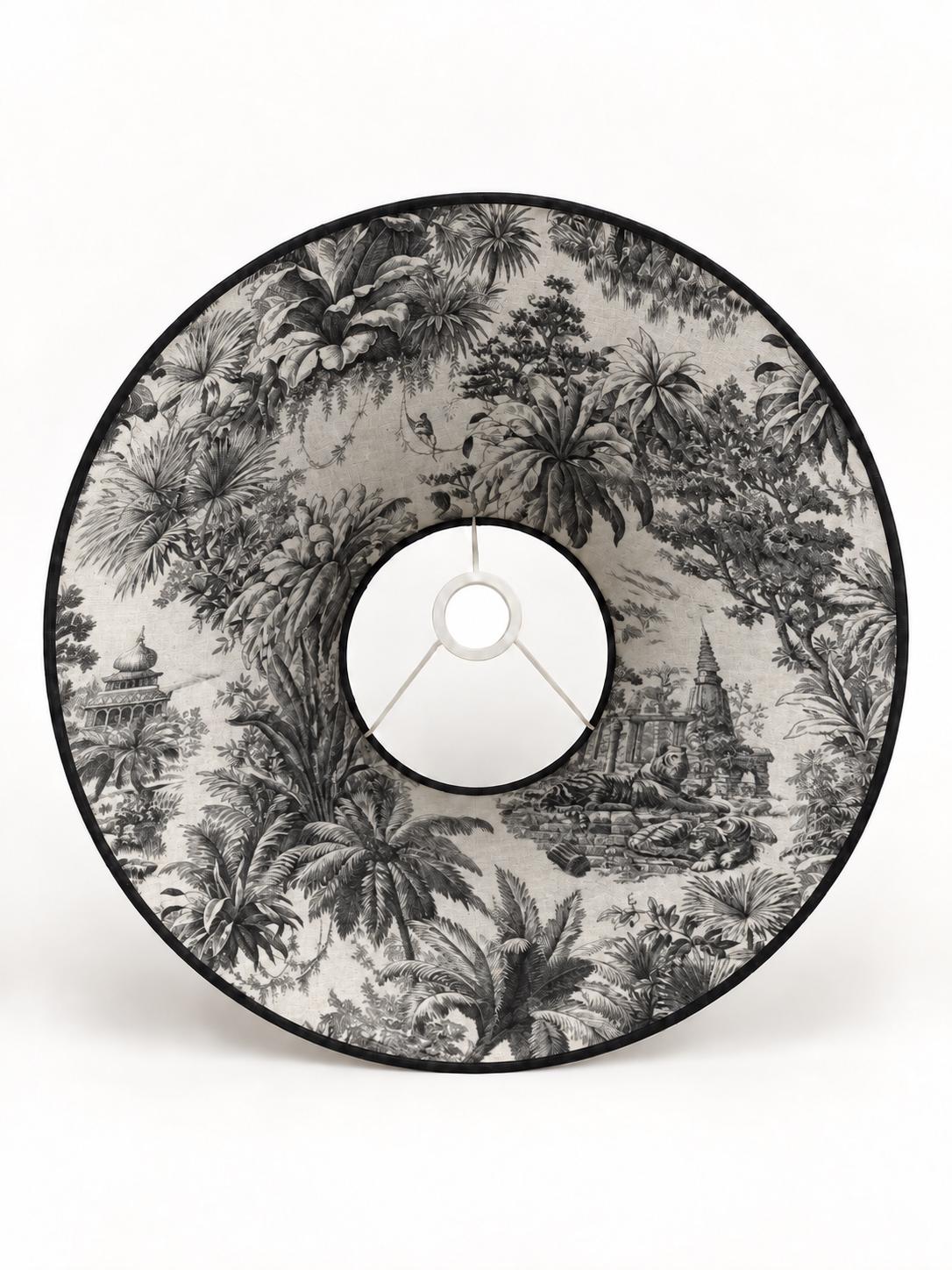 Double-Sided Suede-Effect Microfibre & Toile de Jouy Lampshade | 5 Colours | 2 Tapered Shapes | Handmade in Italy