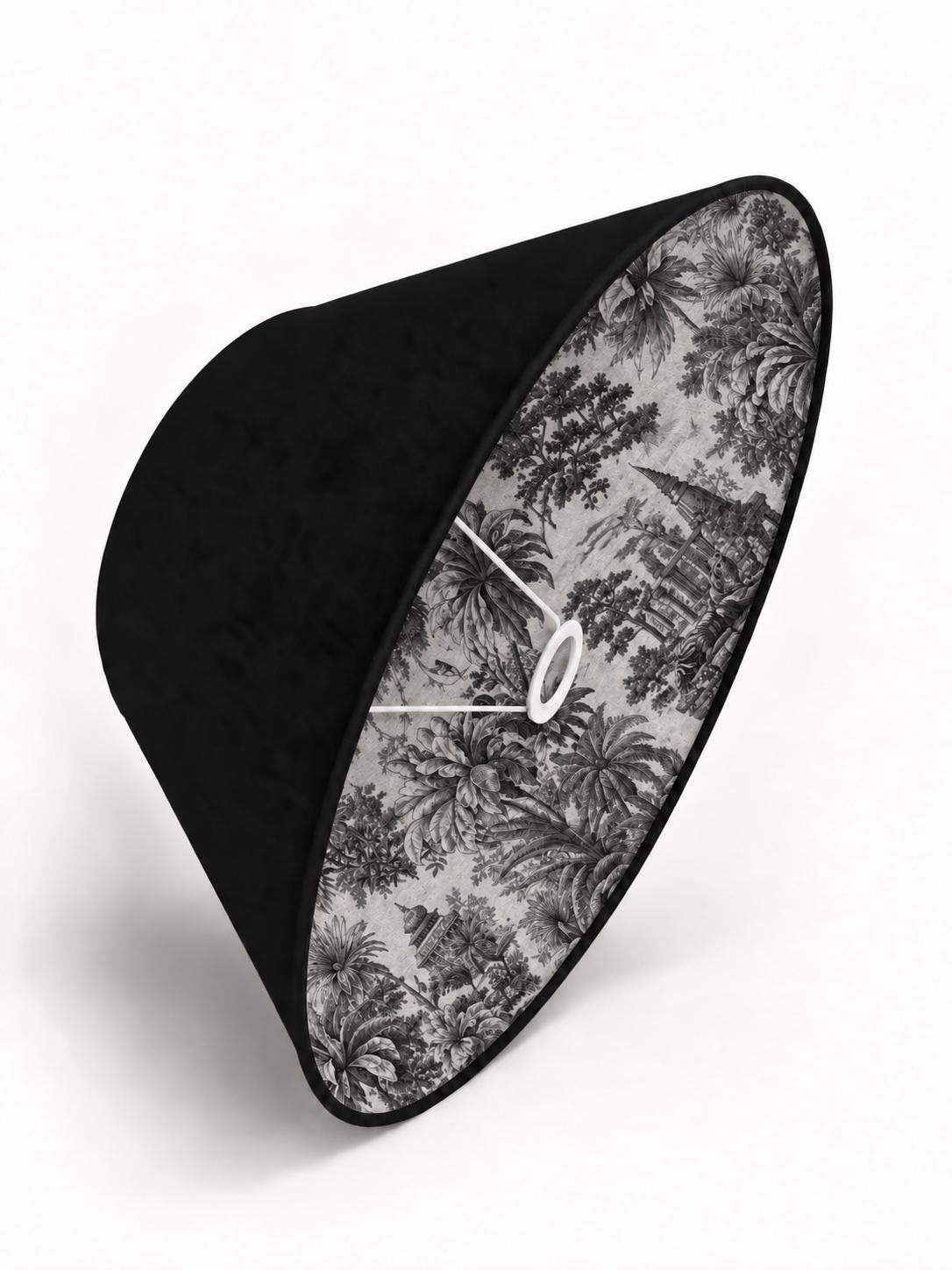 Double-Sided Suede-Effect Microfibre & Toile de Jouy Lampshade | 5 Colours | 2 Tapered Shapes | Handmade in Italy