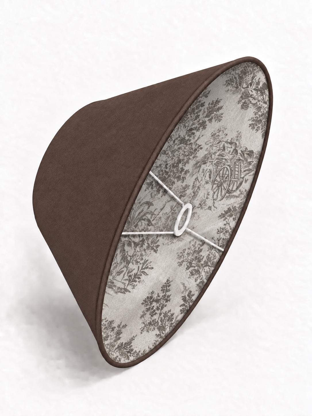 Double-Sided Suede-Effect Microfibre & Toile de Jouy Lampshade | 5 Colours | 2 Tapered Shapes | Handmade in Italy