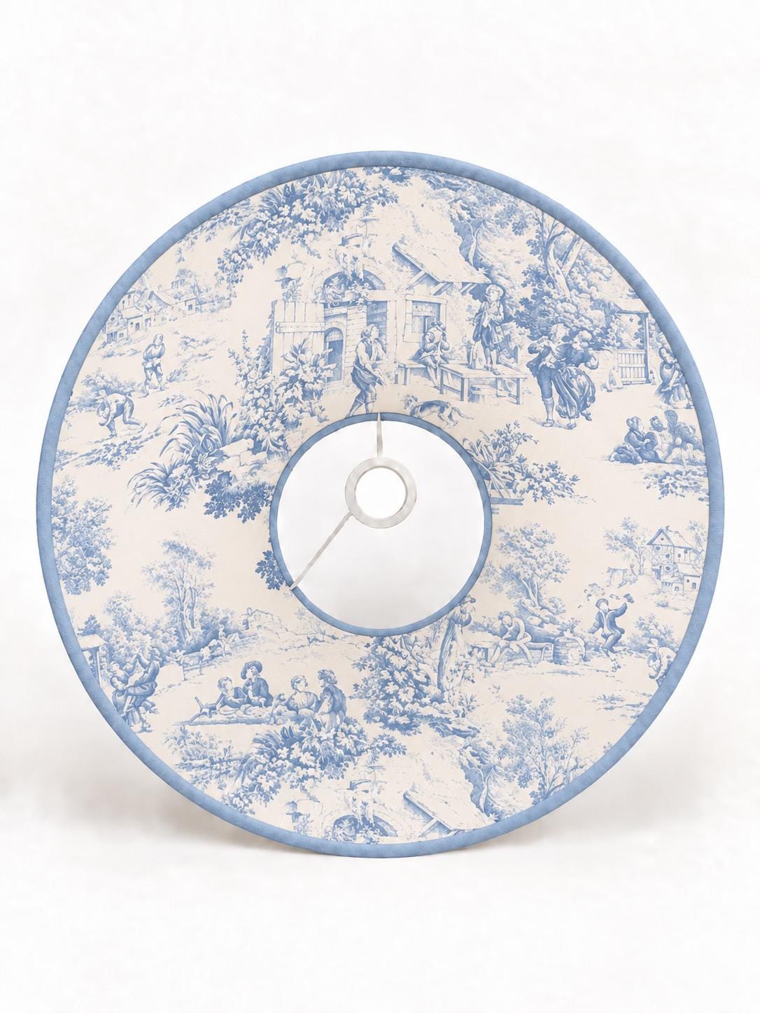 Double-Sided Suede-Effect Microfibre & Toile de Jouy Lampshade | 5 Colours | 2 Tapered Shapes | Handmade in Italy
