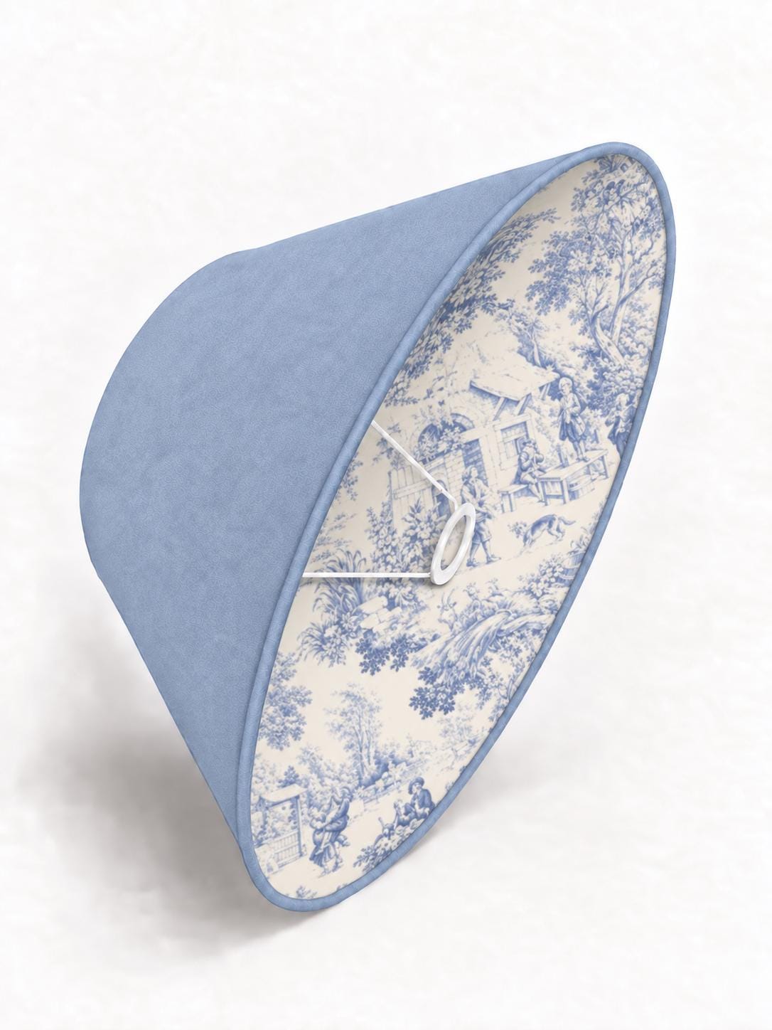 Double-Sided Suede-Effect Microfibre & Toile de Jouy Lampshade | 5 Colours | 2 Tapered Shapes | Handmade in Italy