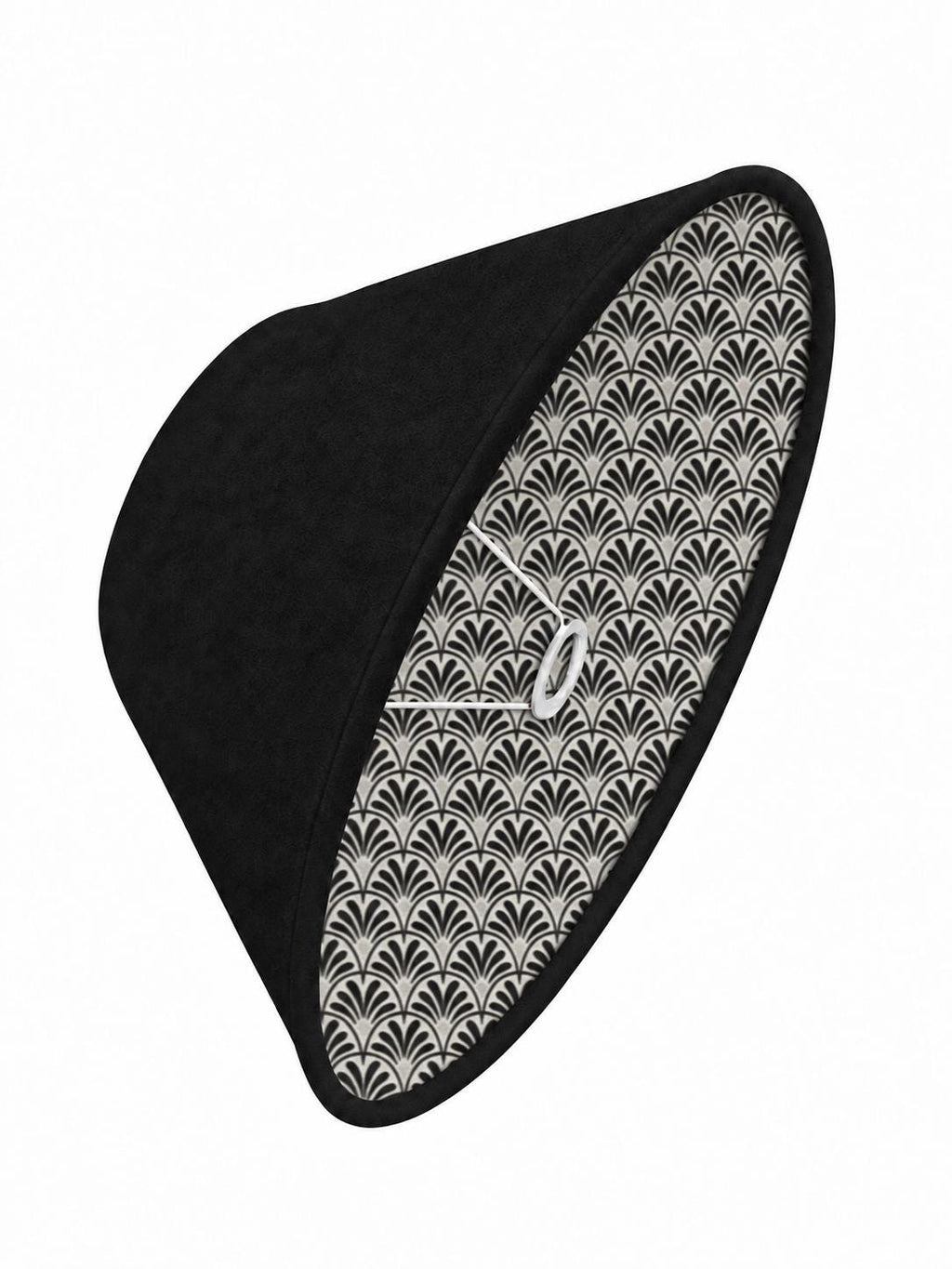 Double-Sided Black Alcantara & Japanese-Patterned Cotton Lampshade | 3 Shapes | Handmade in Italy