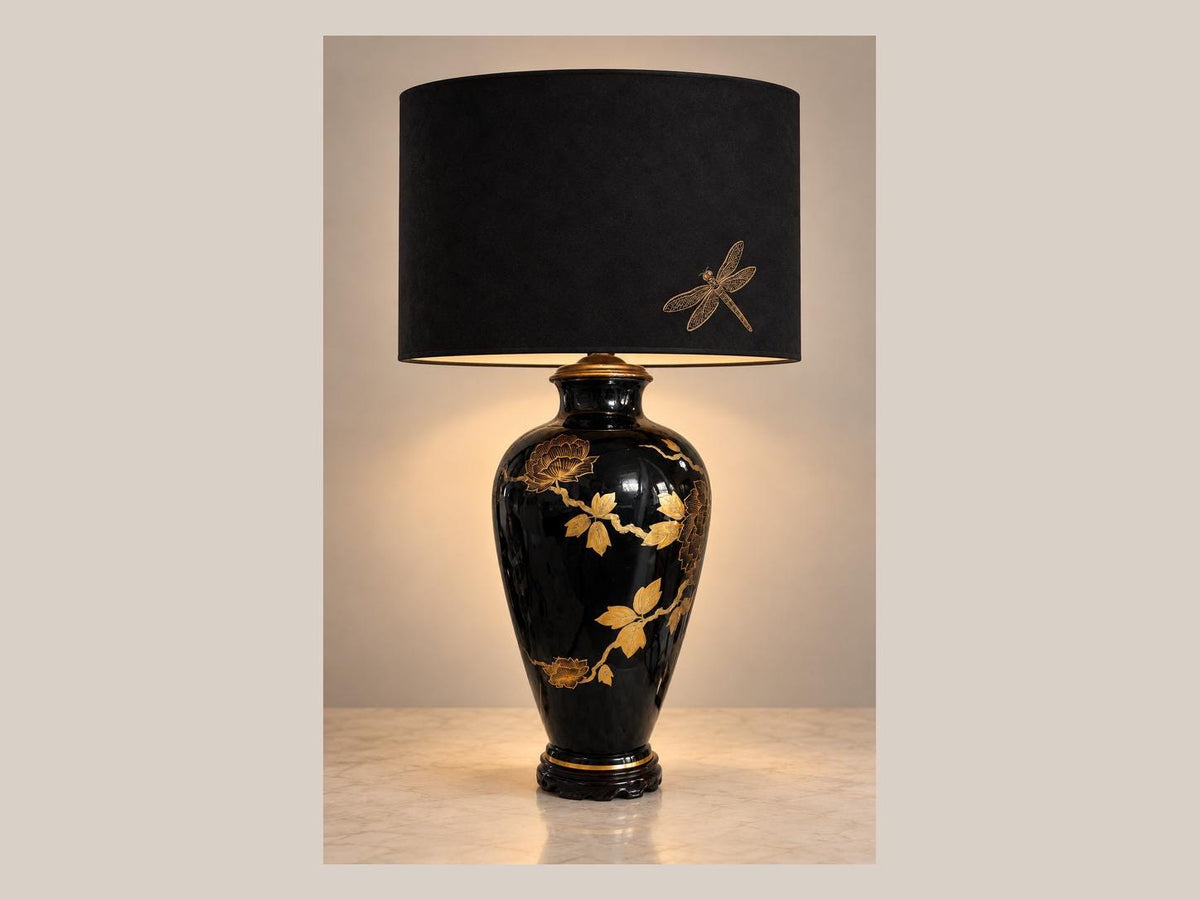 Black and gold ceramic table lamp – Etsy image 1