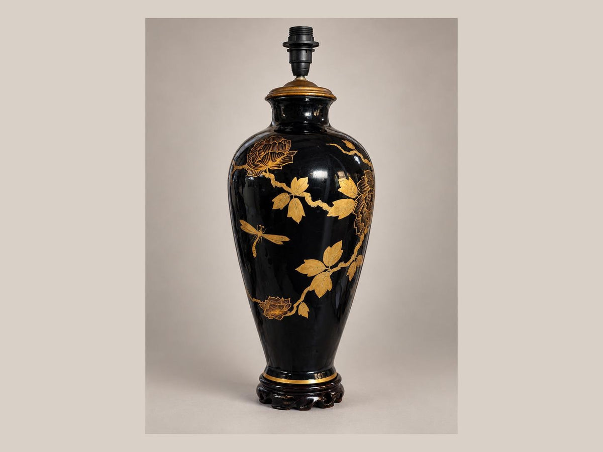 Black and gold ceramic table lamp – Etsy image 2