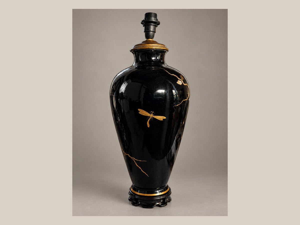 Black and gold ceramic table lamp – Etsy image 3