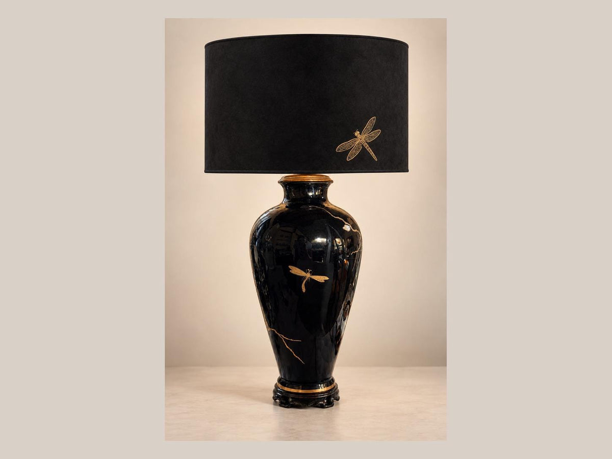 Black and gold ceramic table lamp – Etsy image 4