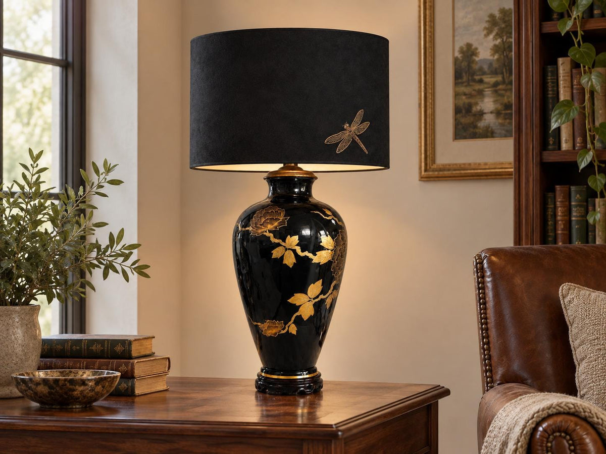 Black and gold ceramic table lamp – Etsy image 5