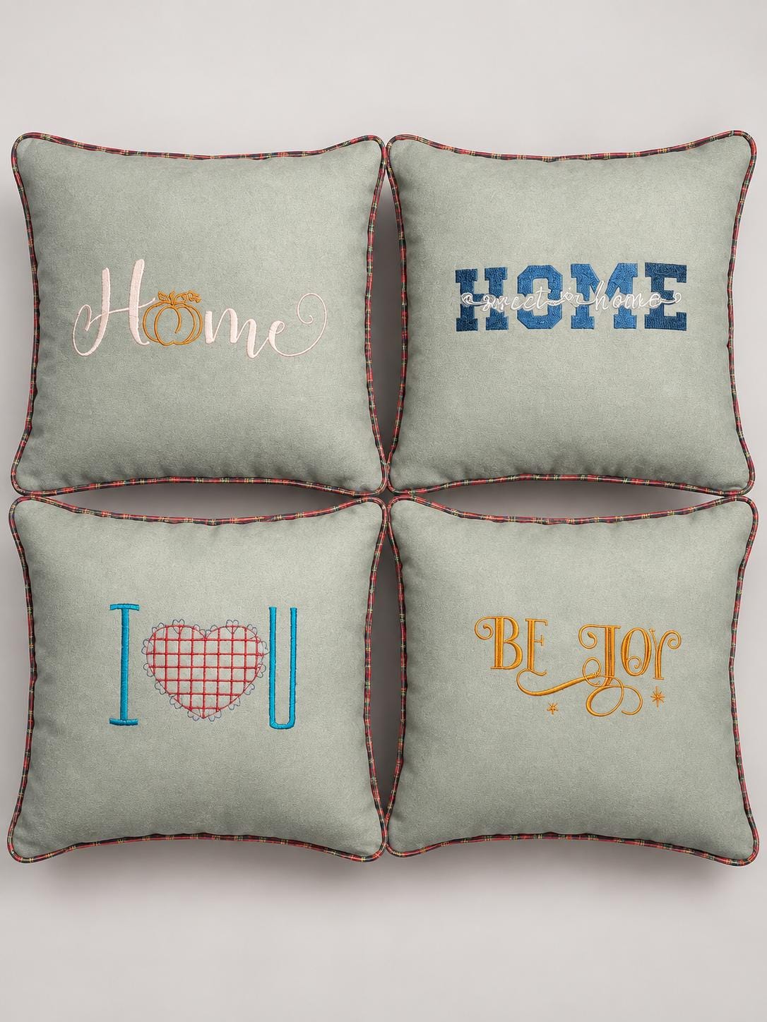 Mint green embroidered cushions – Etsy image 1