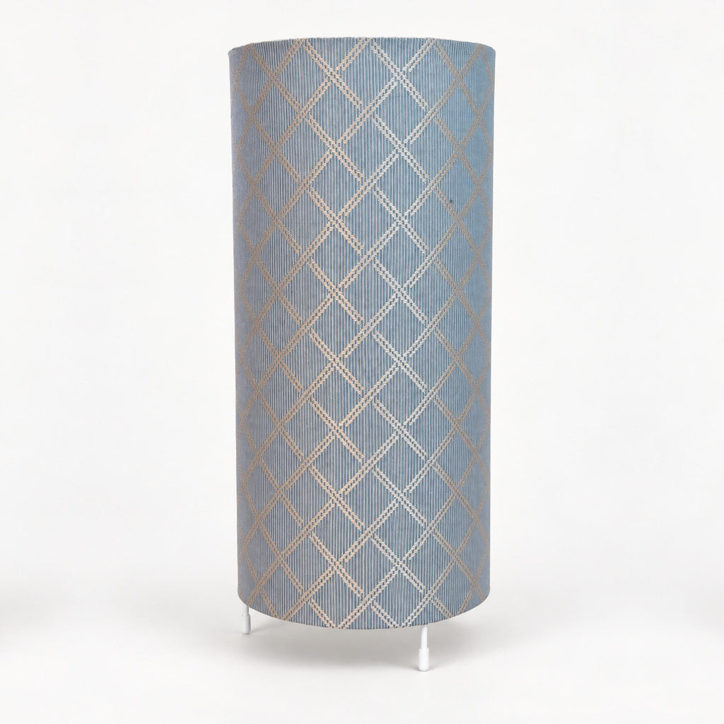 Geometric Satin Lampshade in Ivory and Light Blue - Handmade in Italy — product image 1