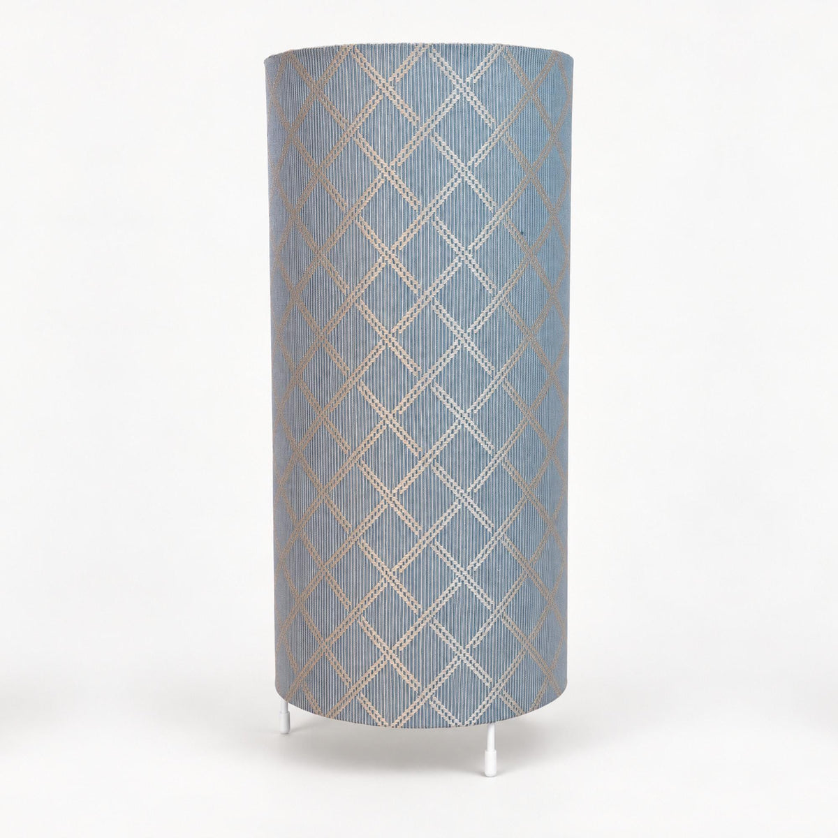 Geometric Satin Lampshade in Ivory and Light Blue - Handmade in Italy — product image 1