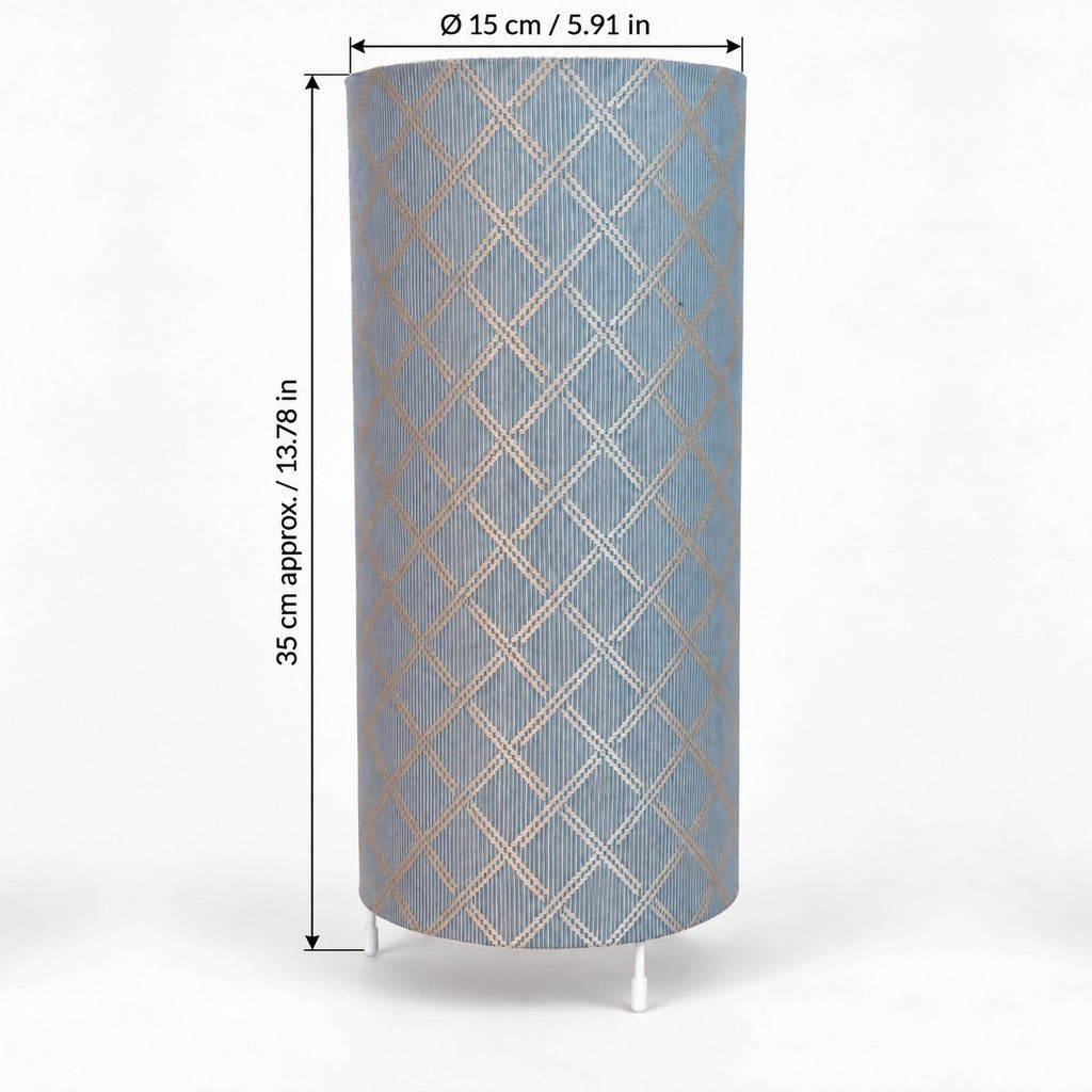 Geometric Satin Lampshade in Ivory and Light Blue - Handmade in Italy — product image 2