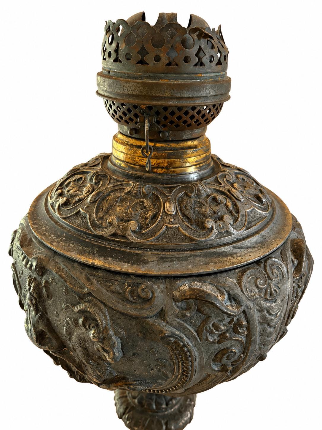 Late Victorian Antique Oil Lamp | Ornate Banquet Lamp | 19th-Century Table Lamp — product image 2