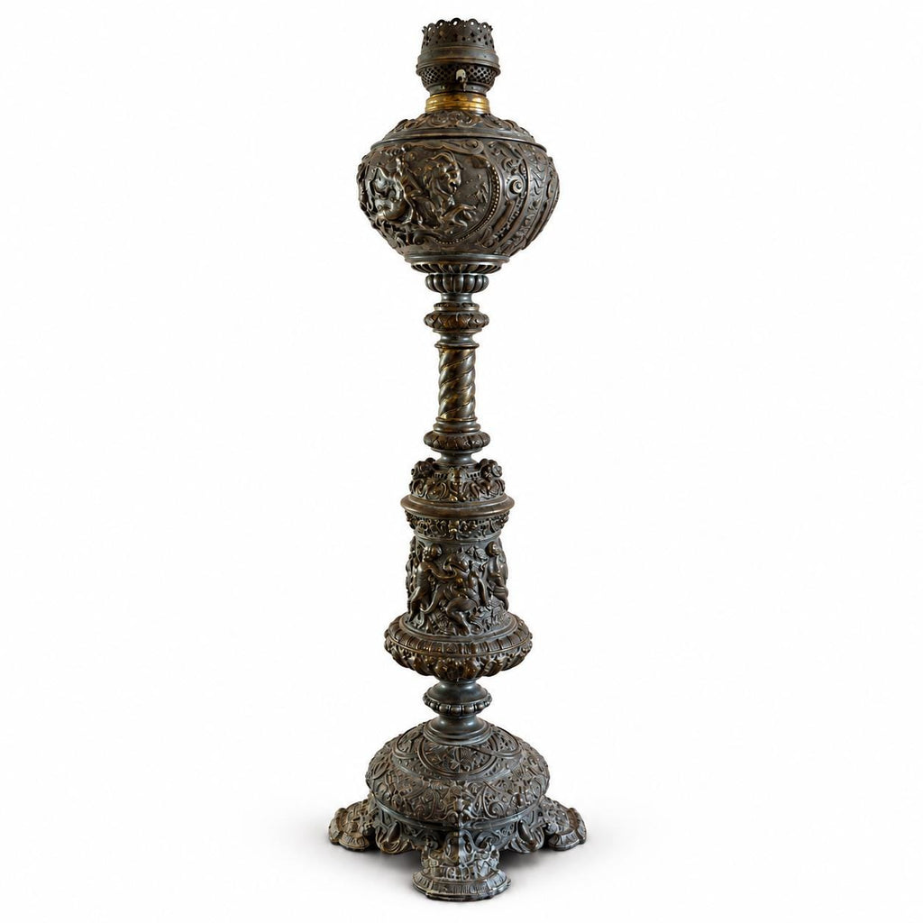 Late Victorian Antique Oil Lamp | Ornate Banquet Lamp | 19th-Century Table Lamp — product image 1