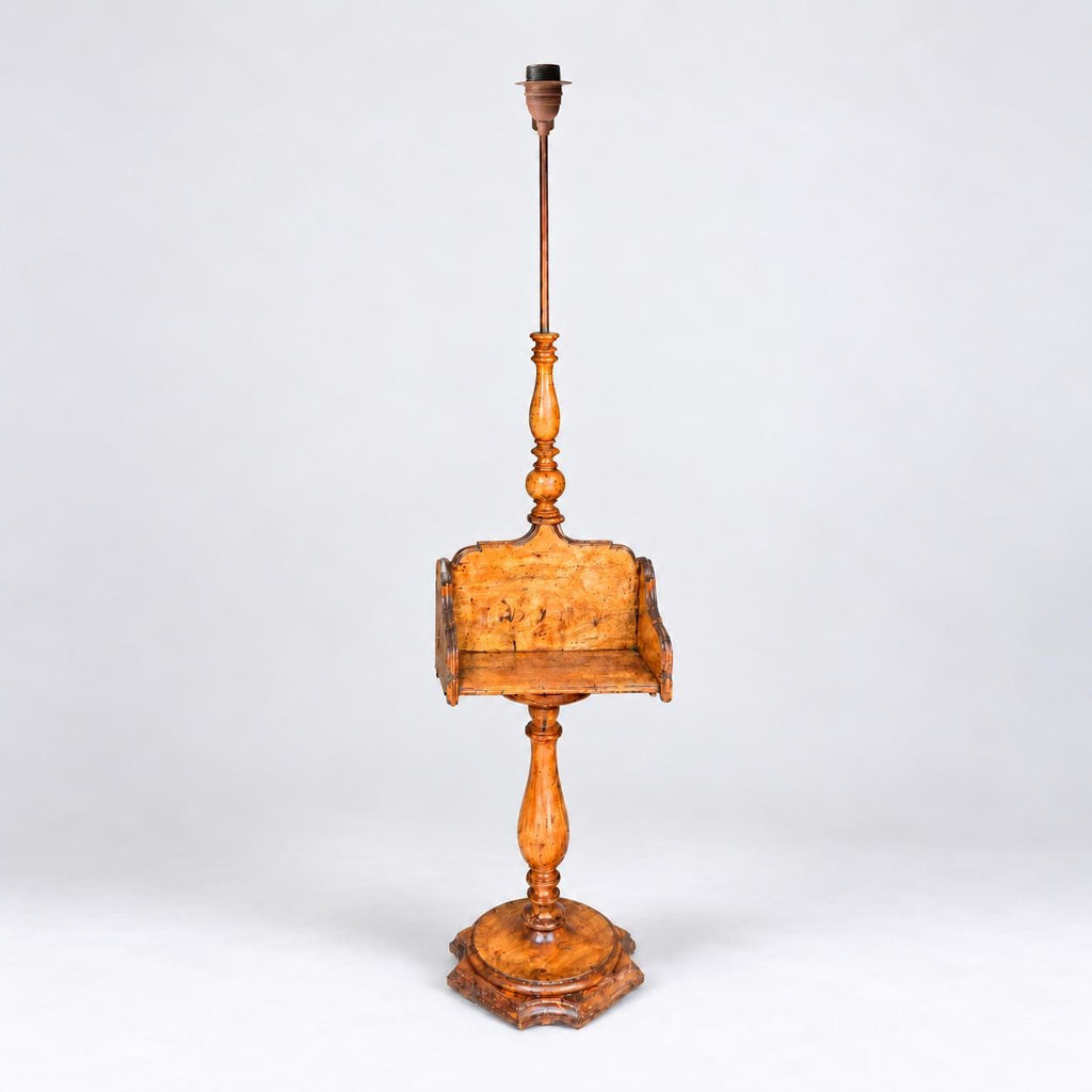 Vintage French Lampadaire Guéridon / Tablette | Walnut Floor Lamp with Rotating Table — product image 2