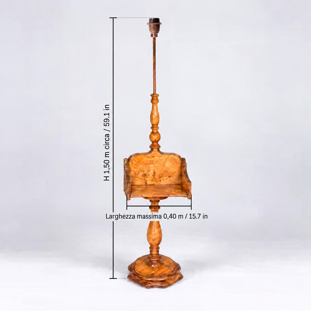 Vintage French Lampadaire Guéridon / Tablette | Walnut Floor Lamp with Rotating Table — product image 3