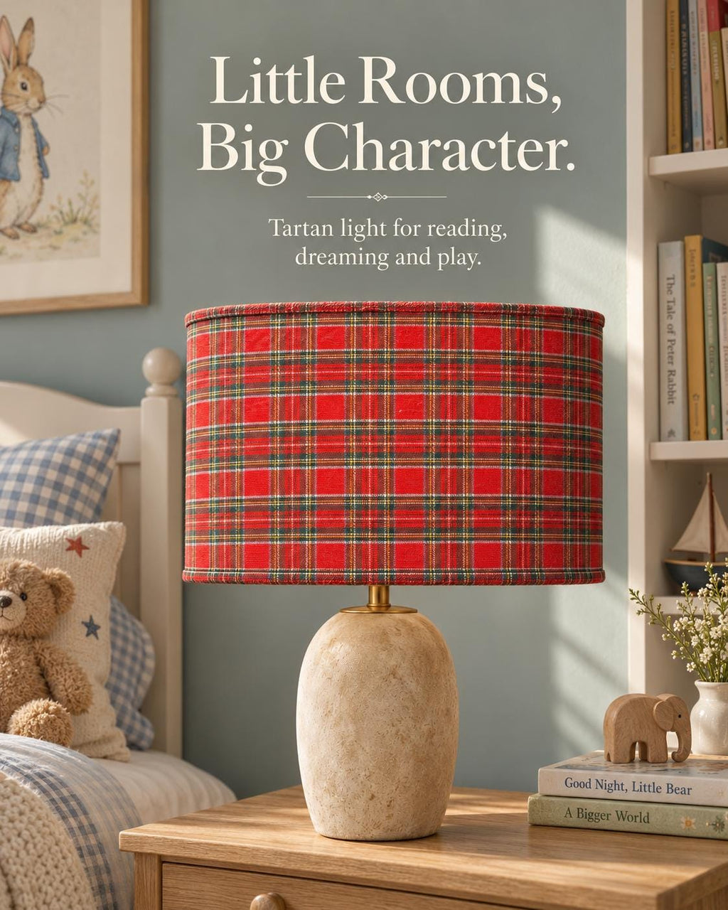 Double-Sided Black Microfiber & Red-Green Tartan Lampshade | 3 Shapes | Handmade in Italy — product image 4